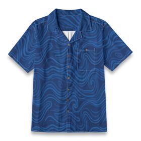 Navy Blue Swirl Wave Hawaiian Shirt