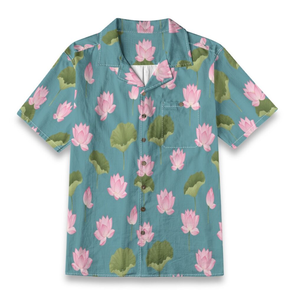 Tulip Pastel Pink Spring Floral Beach Shirt product image, view 6