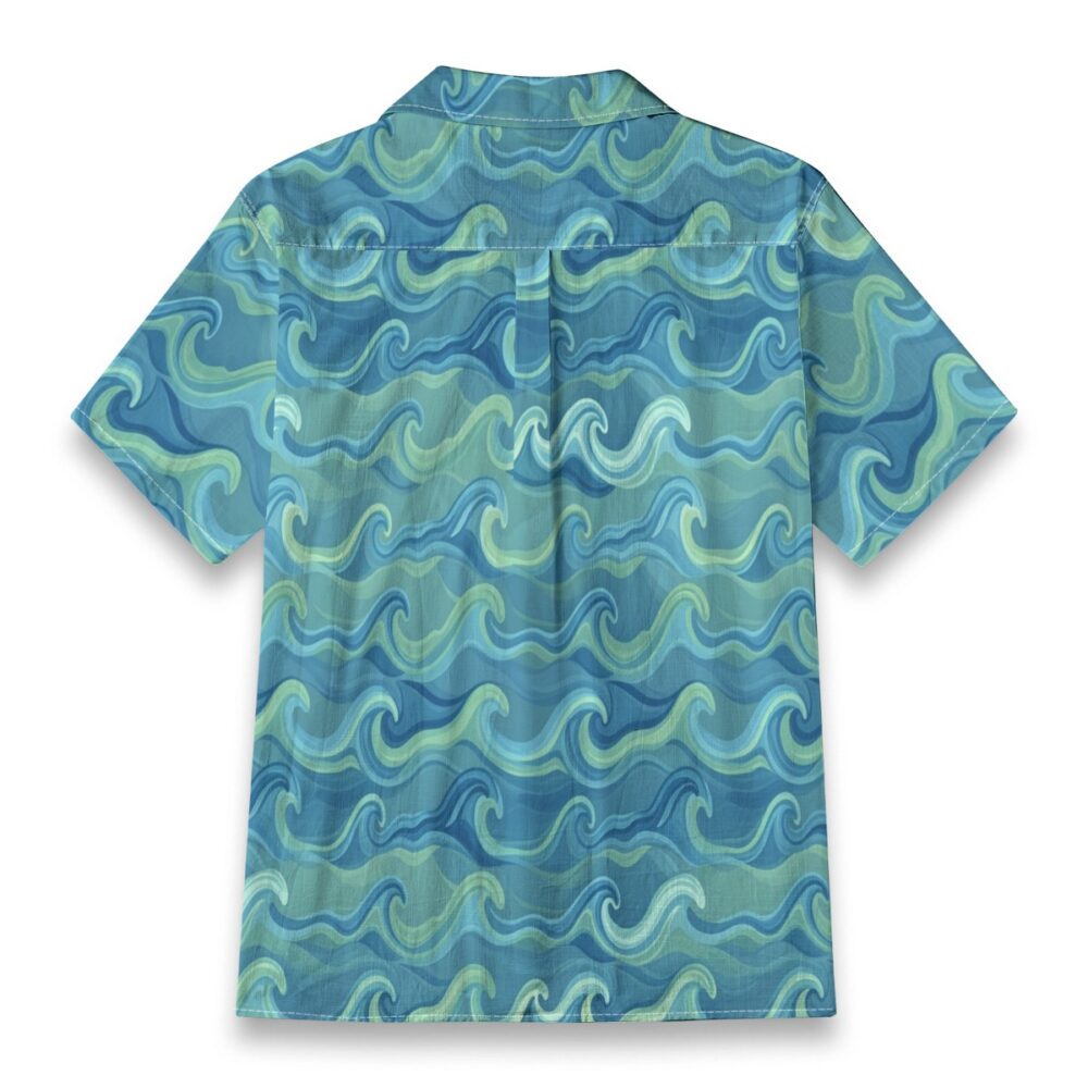 Ocean Current Waves Blue Green Tropical Shirt product image, view 5