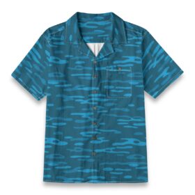 Teal Blue Brush Stripe Hawaiian Shirt