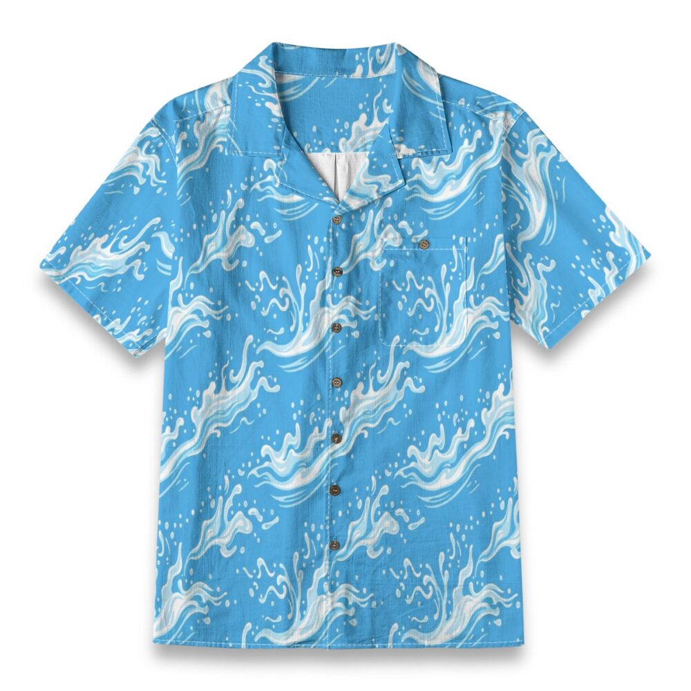Foam Splash Lines Bright Ocean Hawaiian Shirt product image, view 6