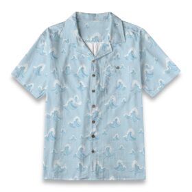 Light Blue Wave Pattern Beach Shirt