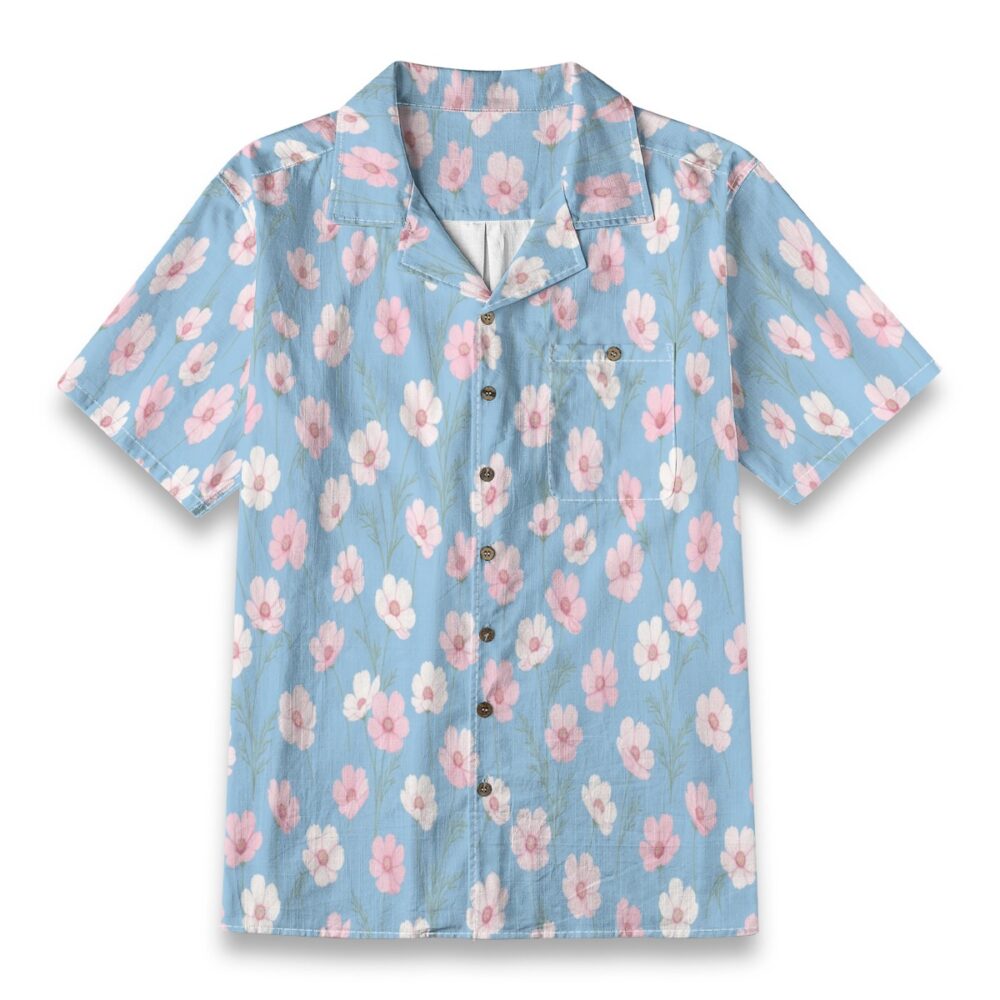 Soft Wave Drift Light Aqua Ocean Hawaiian Shirt product image, view 6
